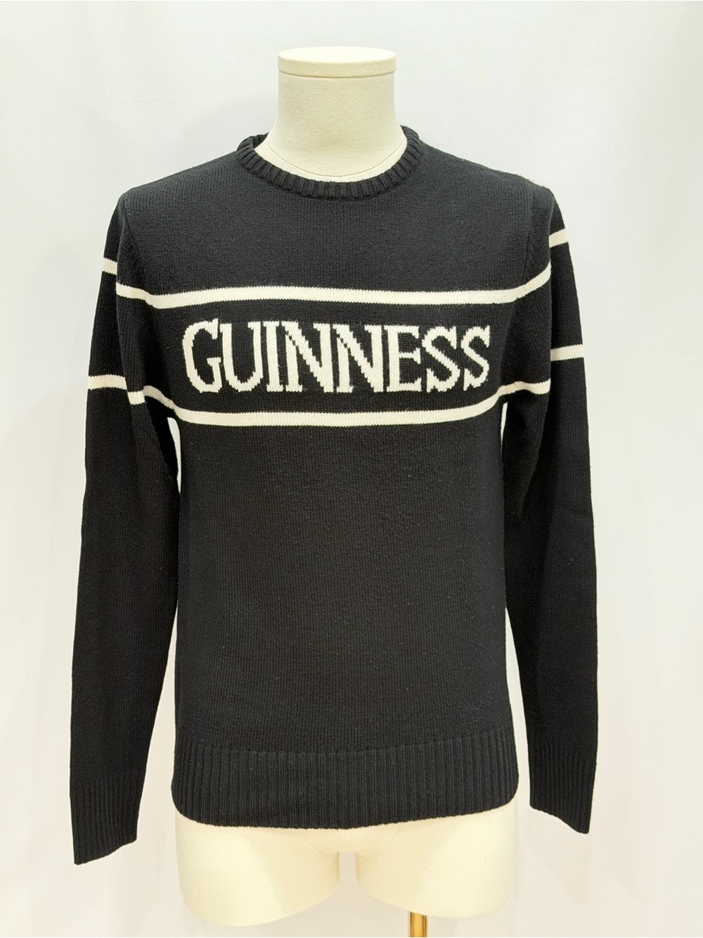Guinness Black White Logo Knit Sweater XS Ireland